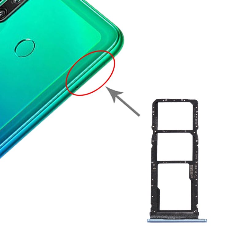Bandeja de Tarjeta SIM + Bandeja de Tarjeta SIM + Bandeja de Tarjeta Micro SD Para Huawei P40 Lite E / Enjoy 10 (Azul)