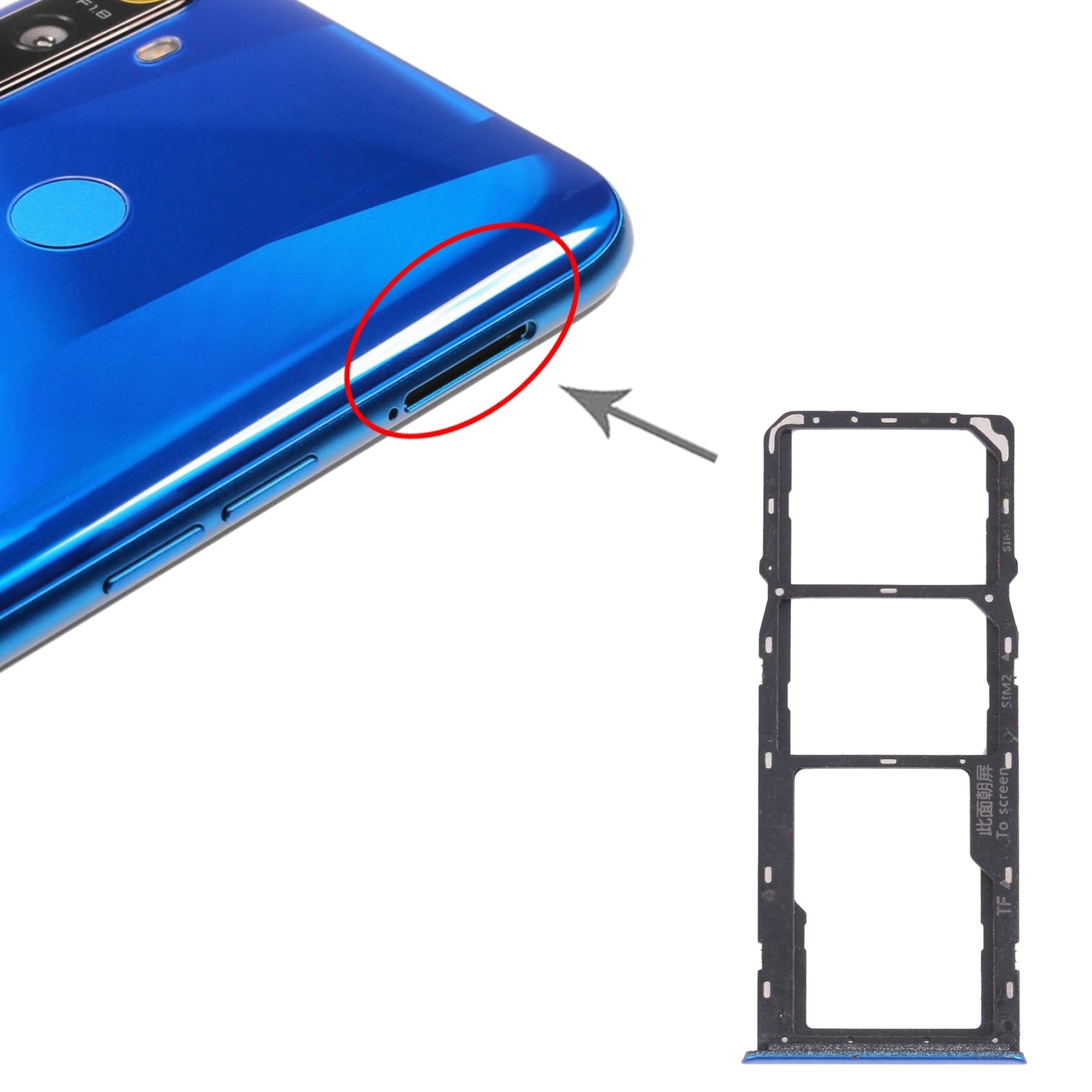 Tiroir SIM / Micro SD pour Oppo Realme 5 Bleu