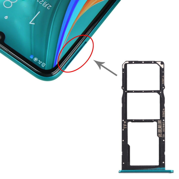 Plateau de carte SIM + plateau de carte SIM + plateau de carte Micro SD pour Huawei Enjoy 10E / Honor Play 9A (Vert)