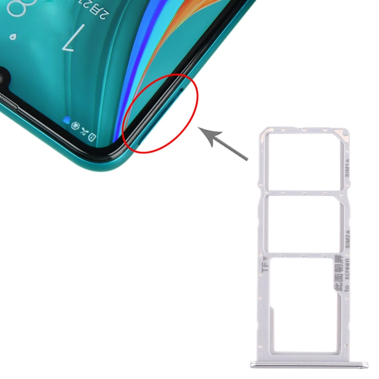 Plateau de carte SIM + plateau de carte SIM + plateau de carte Micro SD pour Huawei Enjoy 10E / Honor Play 9A (Argent)