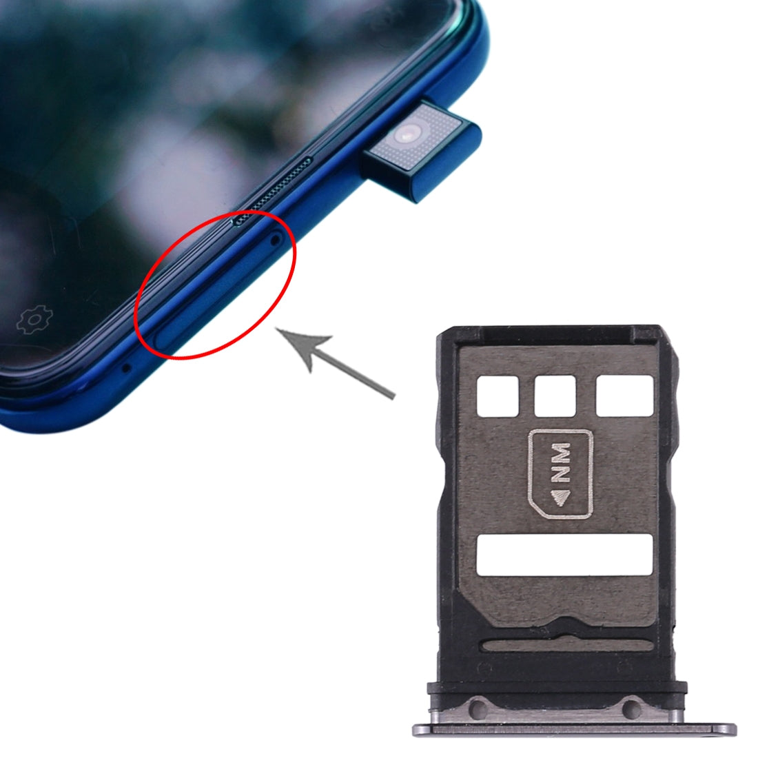 Tiroir SIM / Micro SD pour Huawei Mate 30 Noir