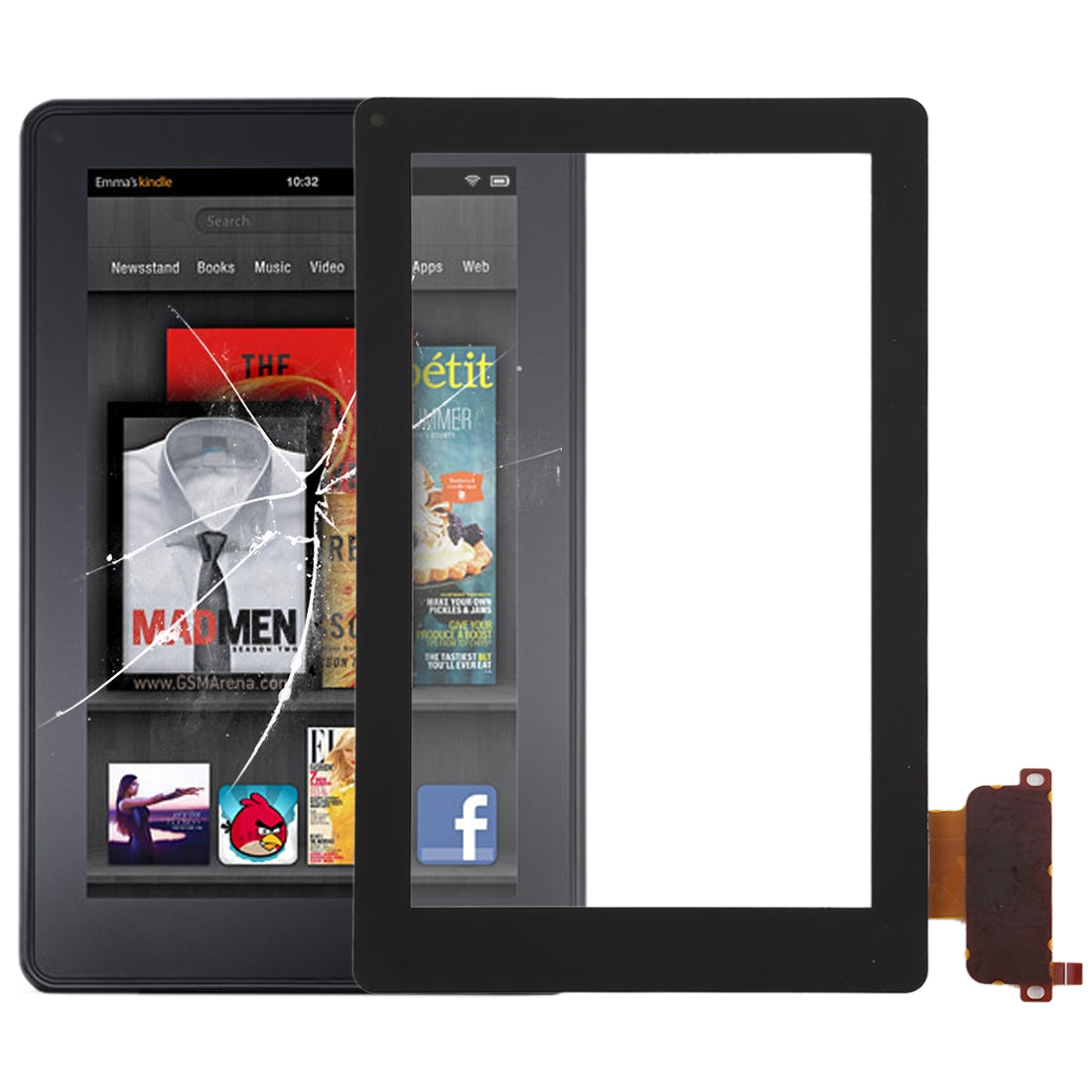 Numériseur d'écran tactile Amazon Kindle Fire Noir