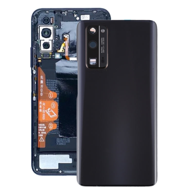 Couvercle arrière de batterie d'origine avec couvercle d'objectif d'appareil photo pour Huawei Honor 30 Pro (noir)