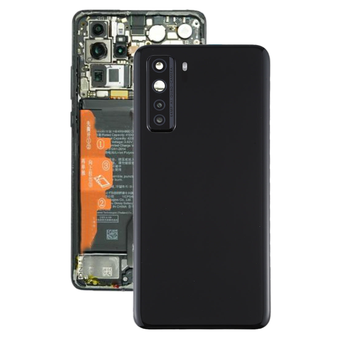 Tapa Bateria Back Cover + Lente Camara Trasera Huawei P40 Lite 5G Negro