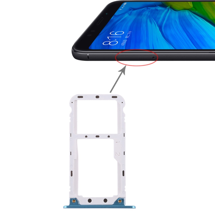 2 SIM Card Tray / Micro SD Card Tray For Xiaomi Redmi 5 Plus (Blue)