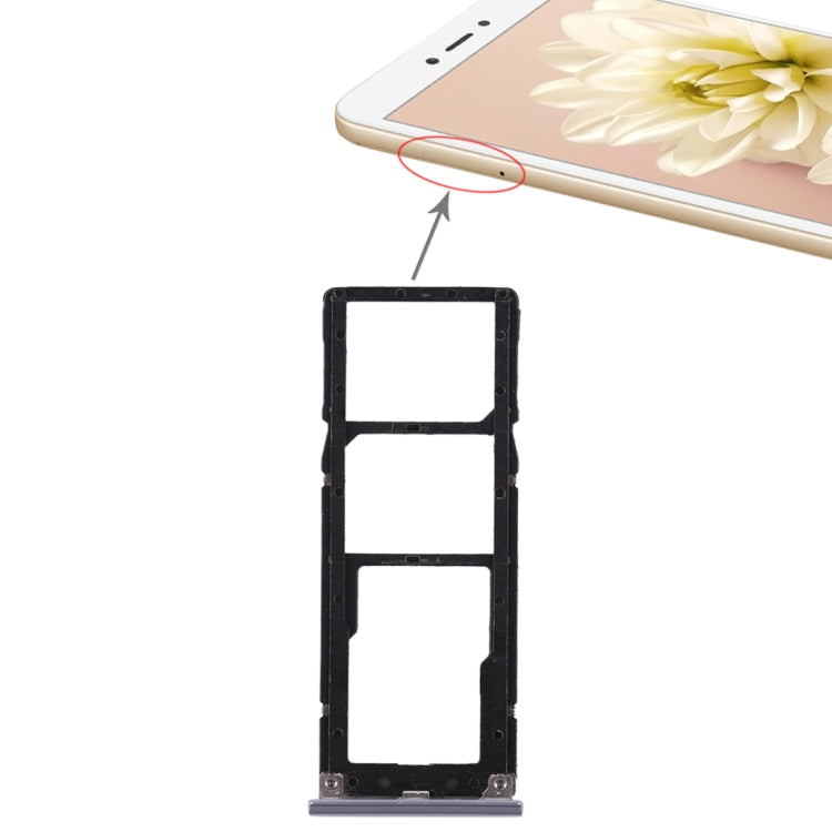 2 Bandeja de Tarjeta SIM + Bandeja de Tarjeta Micro SD Para Xiaomi Redmi Note 5A (Gris)
