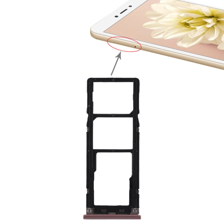 2 SIM Card Tray + Micro SD Card Tray for Xiaomi Redmi Note 5A (Rose Gold)