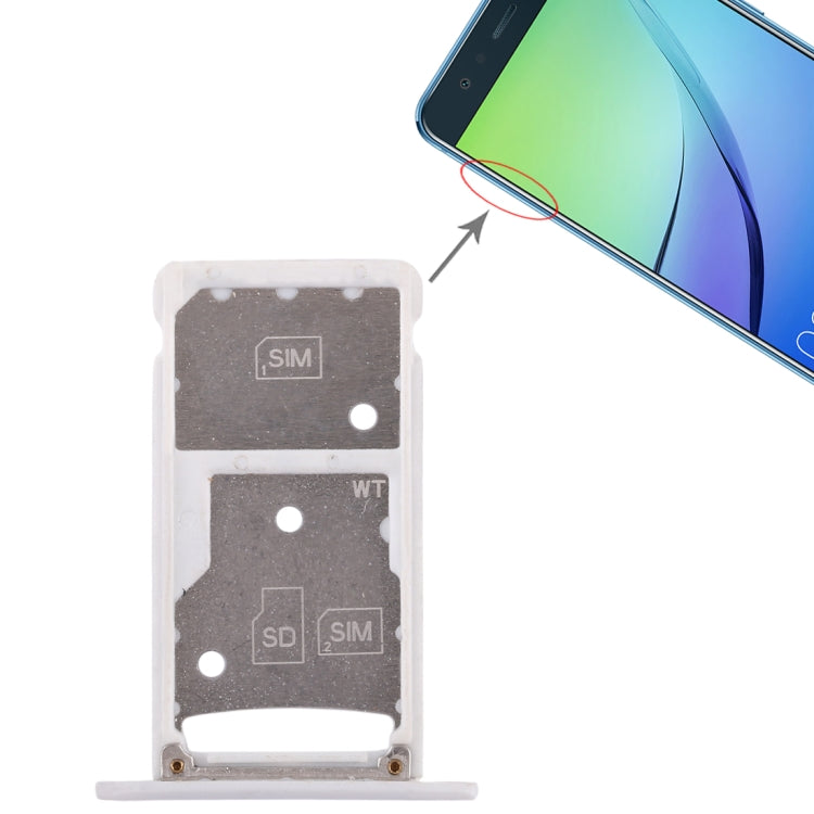 2 SIM Card Tray / Micro SD Card Tray for Huawei Enjoy 6 / AL00 (White)
