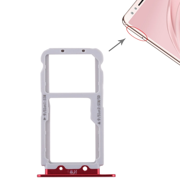 2 SIM Card Tray / Micro SD Card Tray For Huawei Nova 2s (Red)
