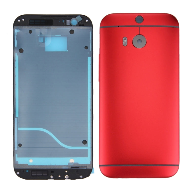 Cubierta de Carcasa Completa (Placa de Bisel de Marco LCD de Carcasa Frontal + Cubierta Trasera) Para HTC One M8 (Rojo)