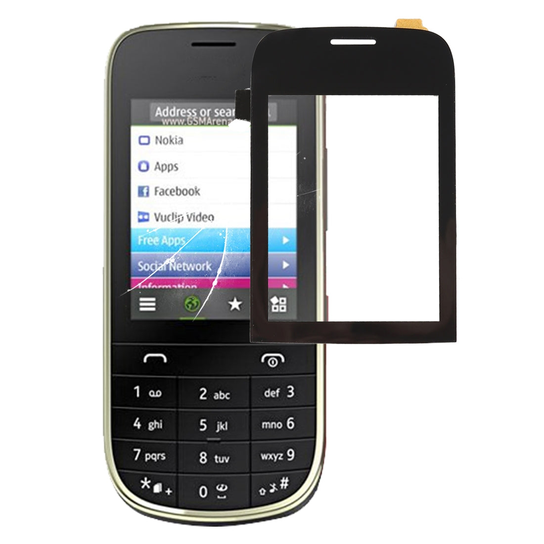 Touch Screen Digitizer Nokia Asha 202 Black