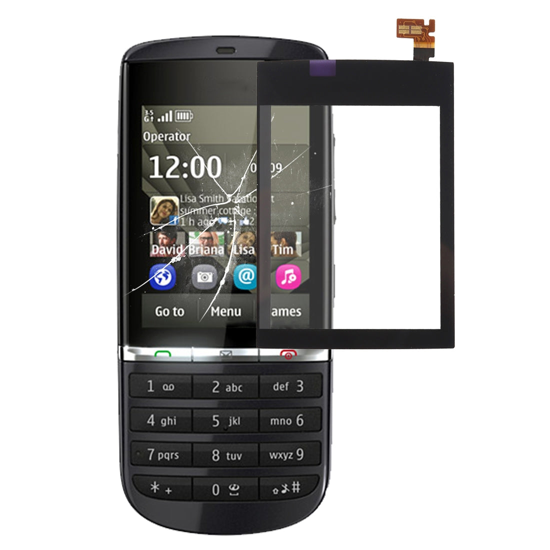 Vitre Tactile Digitizer Nokia Asha 300 Noir