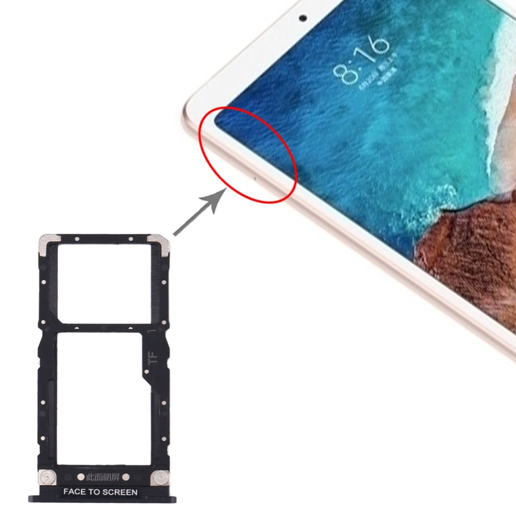 SIM Card Tray + Micro SD Card Tray For Xiaomi MI Pad 4 (Black)