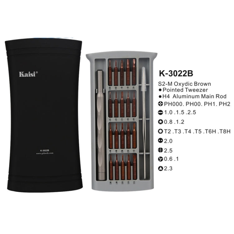 Kaisi K-3022B Juego de Destornilladores de alta Precisión 22 en 1 Puntas de Destornillador Magnético
