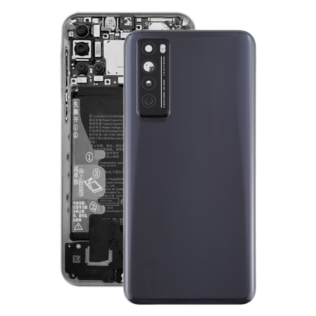 Tapa Bateria Back Cover + Lente Camara Trasera Huawei Nova 7 5G Negro