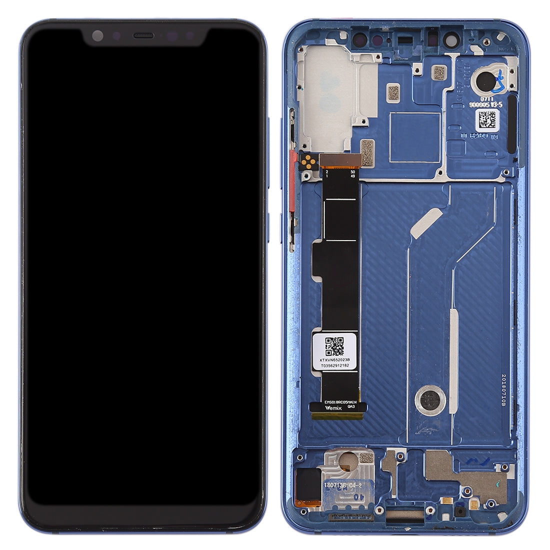 Ecran Complet LCD + Tactile + Châssis Xiaomi MI 8 Bleu