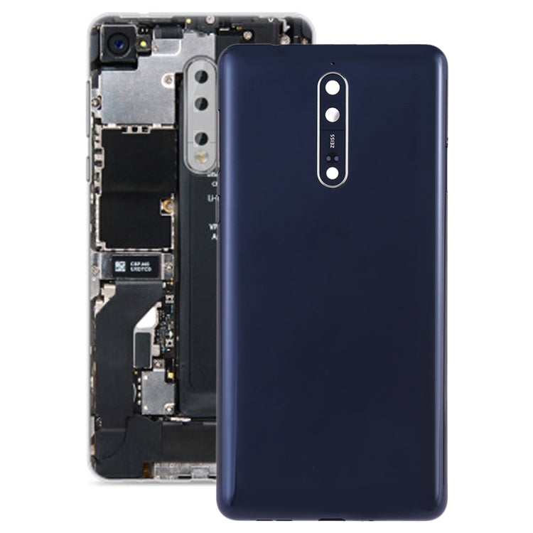 Coque arrière de batterie avec objectif d'appareil photo et touches latérales pour Nokia 8 (Bleu)