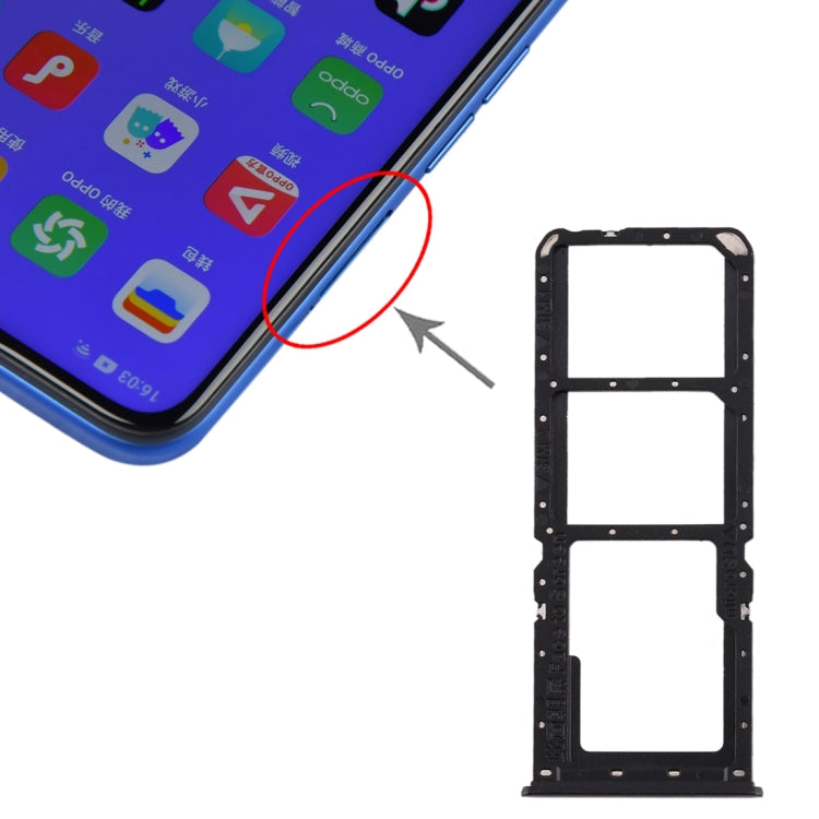 SIM Card Tray + SIM Card Tray + Micro SD Card Tray for Oppo A11x / A11 / A9 (2020) / A5 (2020) (Black)