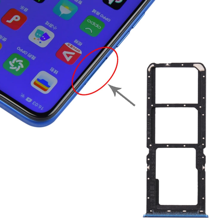 SIM Card Tray + SIM Card Tray + Micro SD Card Tray for Oppo A11x / A11 / A9 (2020) / A5 (2020) (Blue)