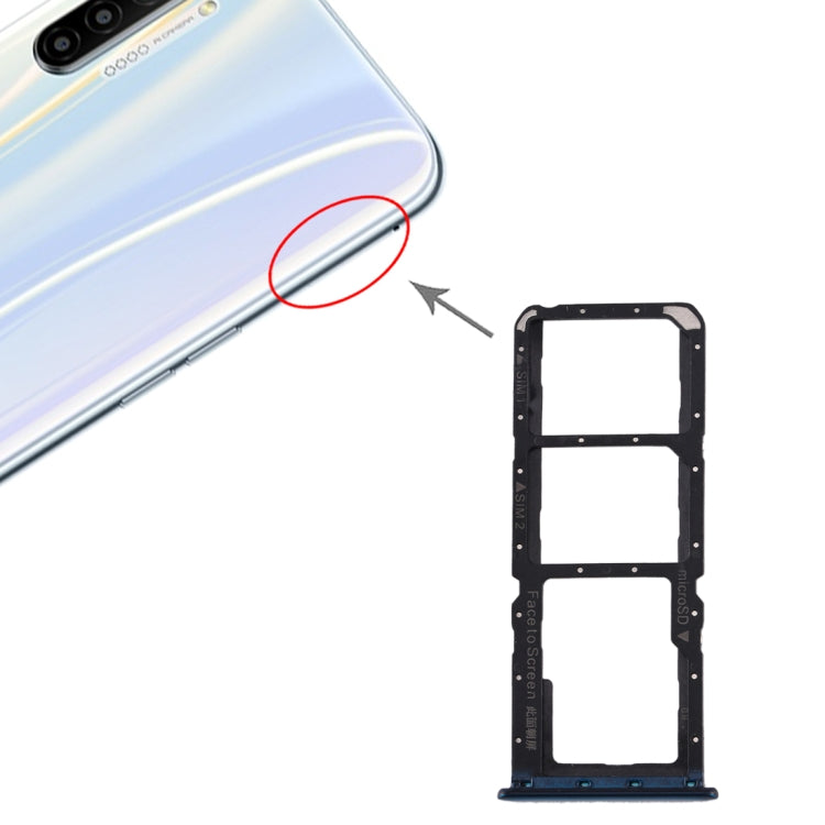 SIM Card Tray + SIM Card Tray + Micro SD Card Tray for Realme X2 (Blue)