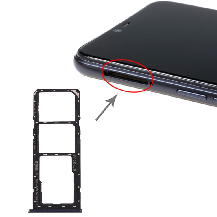 Plateau de carte SIM + plateau de carte SIM + plateau de carte Micro SD pour Realme 2 (noir)