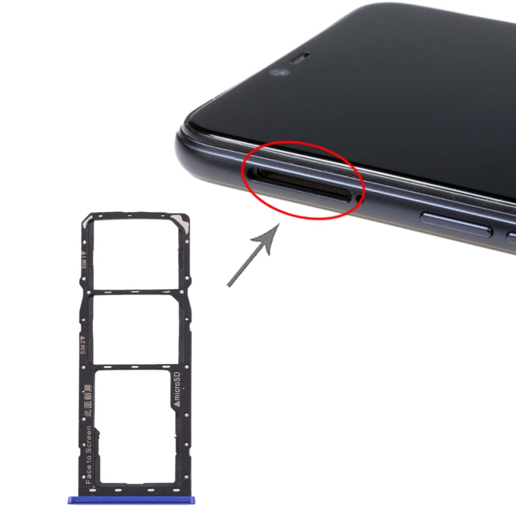 Plateau de carte SIM + plateau de carte SIM + plateau de carte Micro SD pour Realme 2 (bleu)