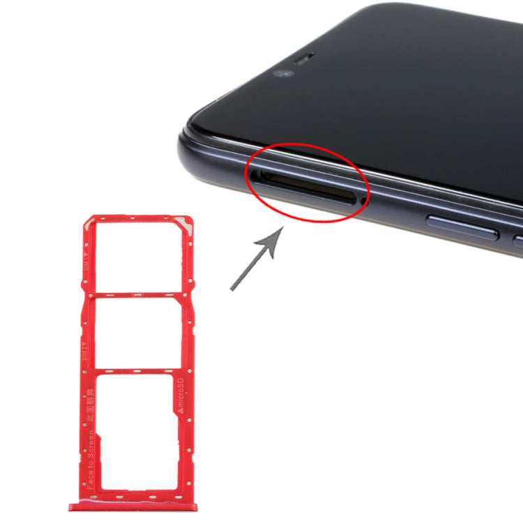 Plateau de carte SIM + plateau de carte SIM + plateau de carte Micro SD pour Realme 2 (rouge)