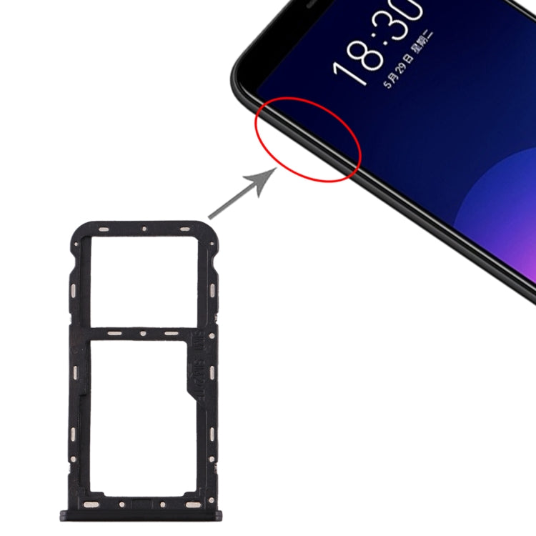 SIM Card Tray + SIM / Micro SD Card Tray For Meizu M6T (Black)