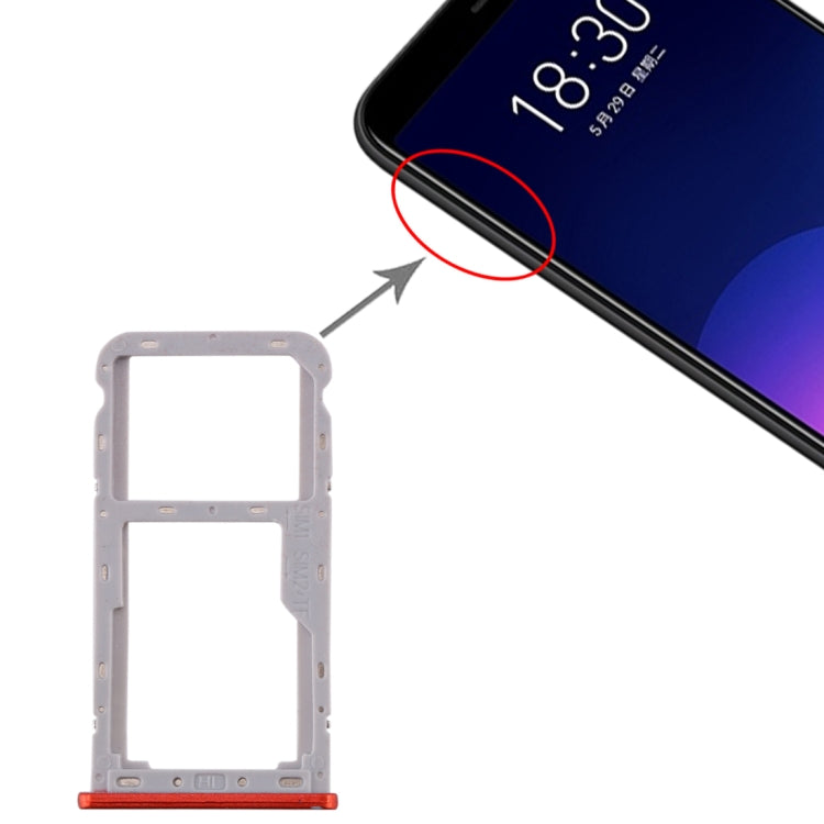 SIM Card Tray + SIM / Micro SD Card Tray For Meizu M6T (Red)