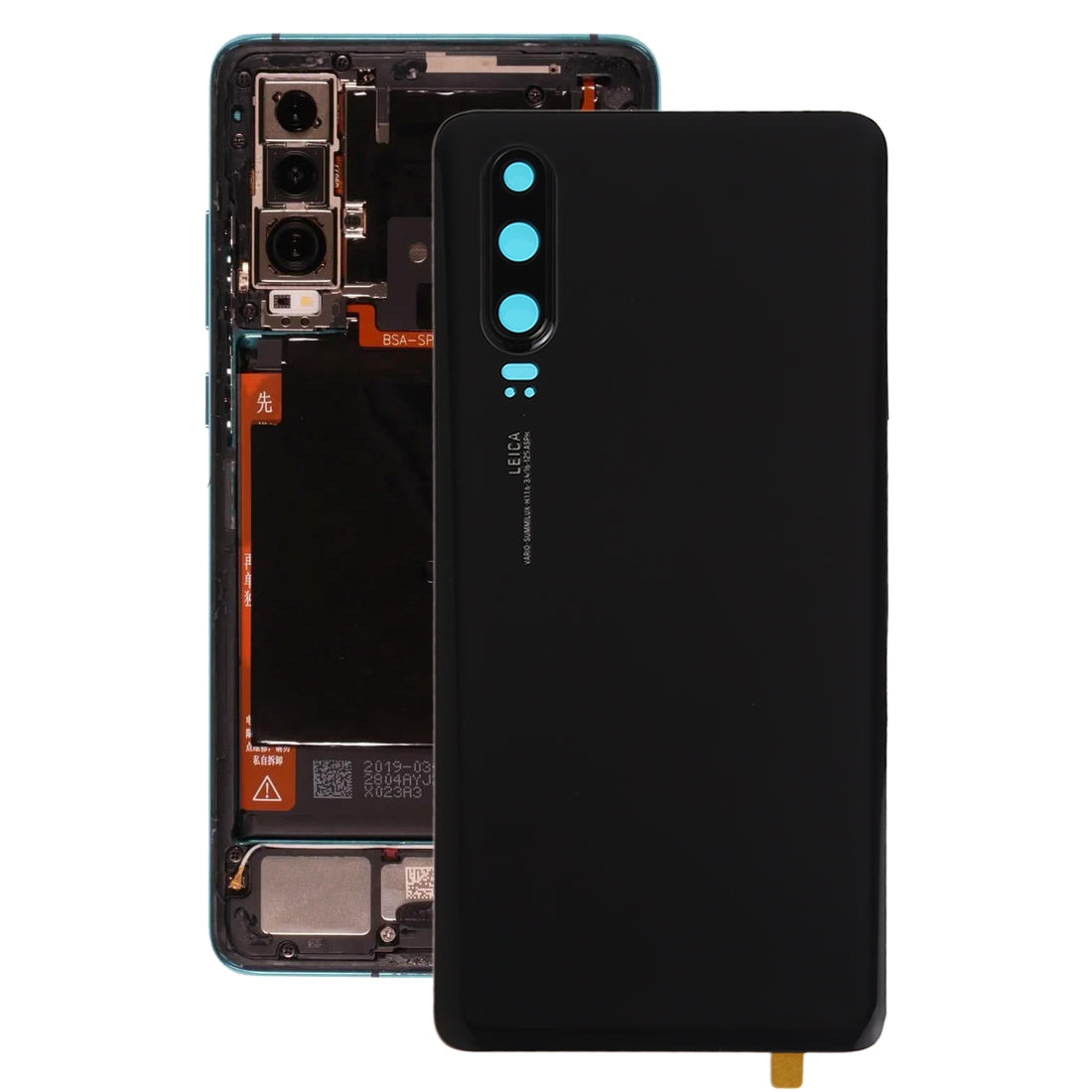 Tapa Bateria Back Cover + Lente Camara Trasera Huawei P30 Negro