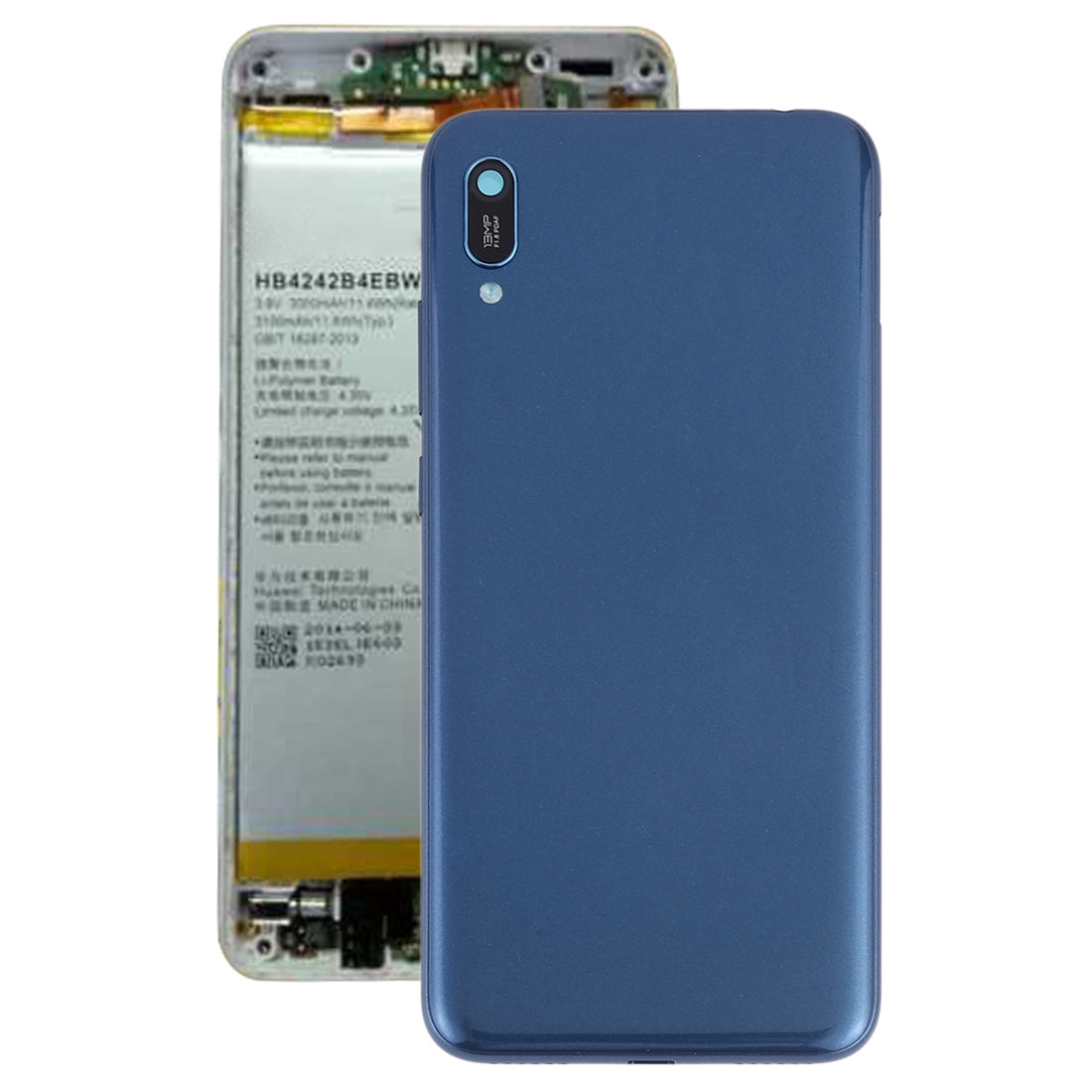 Tapa Bateria Back Cover + Lente Camara Trasera Huawei Y6 2019 Azul