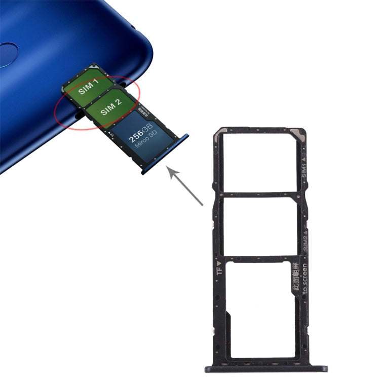 Tiroir Carte SIM + Tiroir Carte Micro SD pour Huawei Honor 8C (Noir)