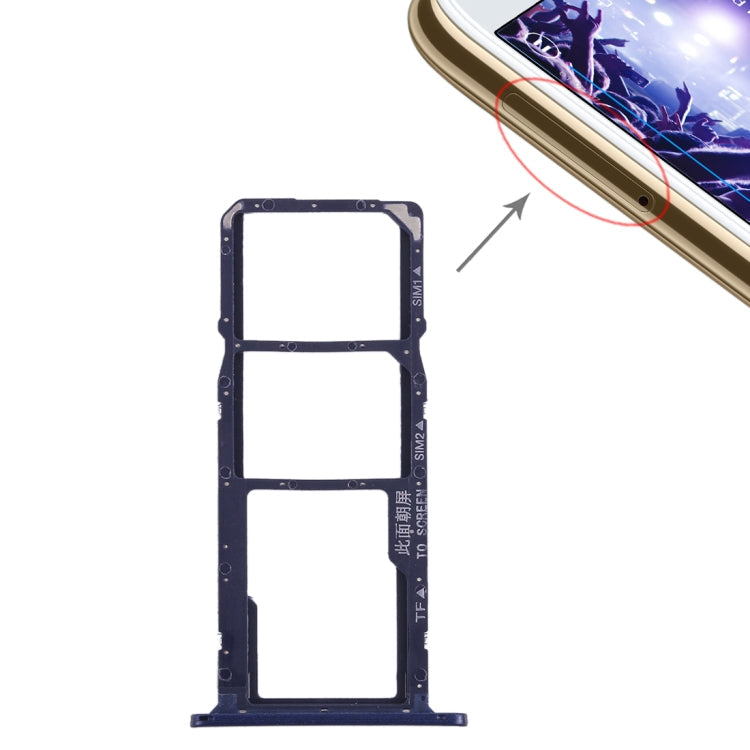 Bandeja Tarjeta SIM + Bandeja Tarjeta Micro SD Para Huawei Y5 Prime (2018) / Honor Play 7 (Azul)