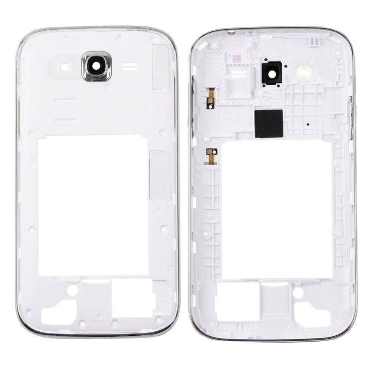 Panneau d'objectif de caméra de boîtier de cadre central/plaque arrière pour Samsung Galaxy Grand Neo Plus/i9060i (version carte unique) (blanc)