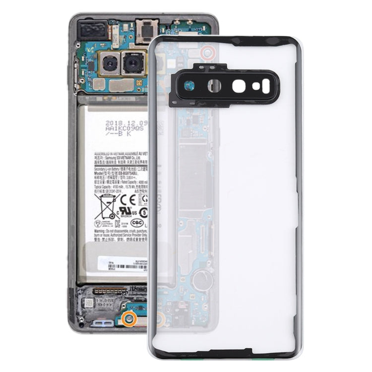 Couvercle de batterie arrière transparent avec couvercle d'objectif d'appareil photo pour Samsung Galaxy S10 G973F / DS G973U G973 SM-G973 (Transparent)