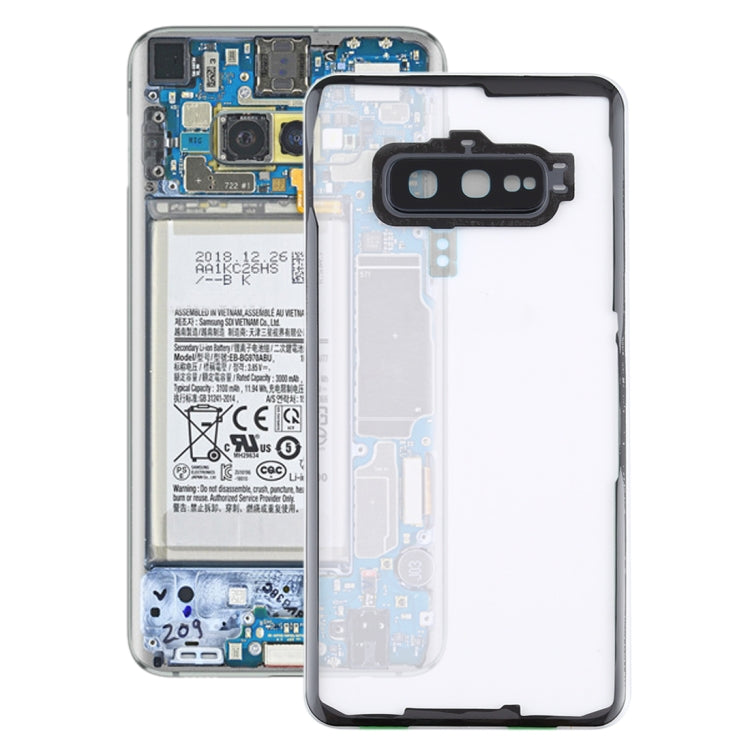 Couvercle de batterie arrière transparent avec couvercle d'objectif d'appareil photo pour Samsung Galaxy S10e / G970F / DS G970U G970W SM-G9700 (Transparent)