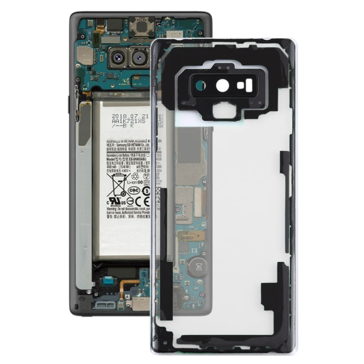 Couvercle de batterie arrière transparent avec couvercle d'objectif d'appareil photo pour Samsung Galaxy Note 9 / N960D N960F (transparent)