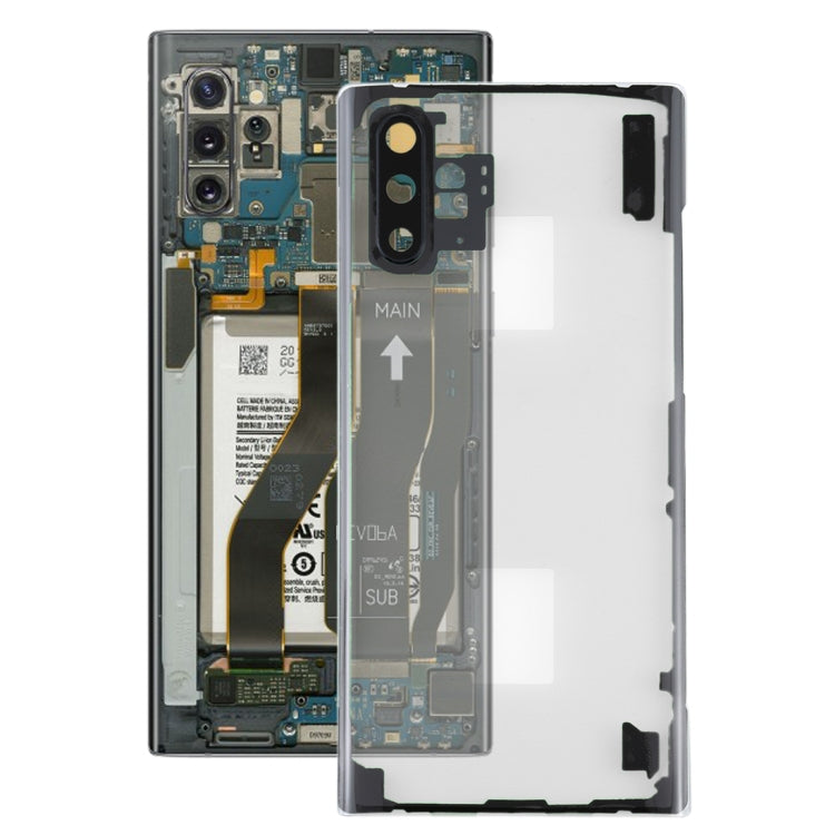 Tapa Trasera transparente para Batería con Tapa para Lente de Cámara para Samsung Galaxy Note 10+ N975 N9750 (transparente)