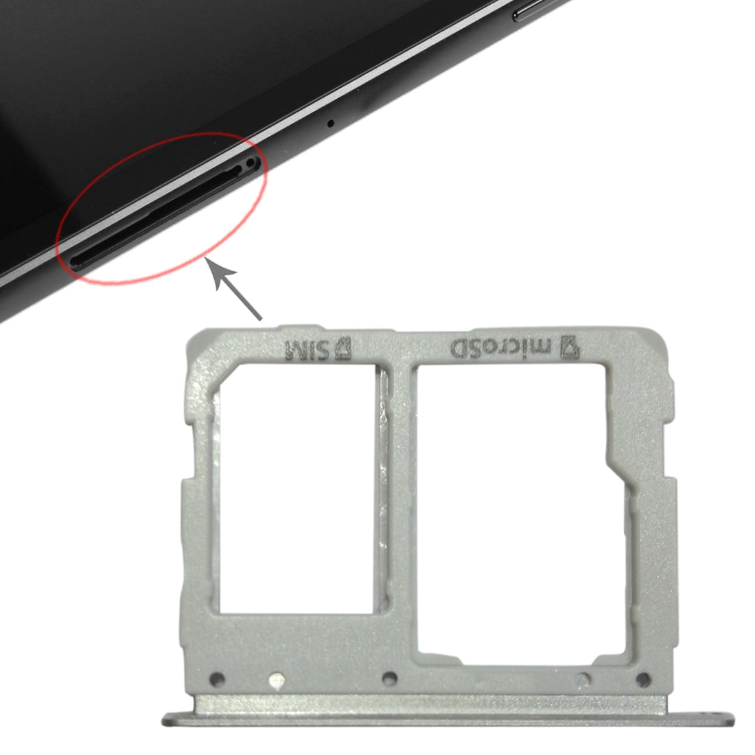 SIM / Micro SD Tray for Samsung Galaxy Tab S3 9.7 / T825 3G Silver