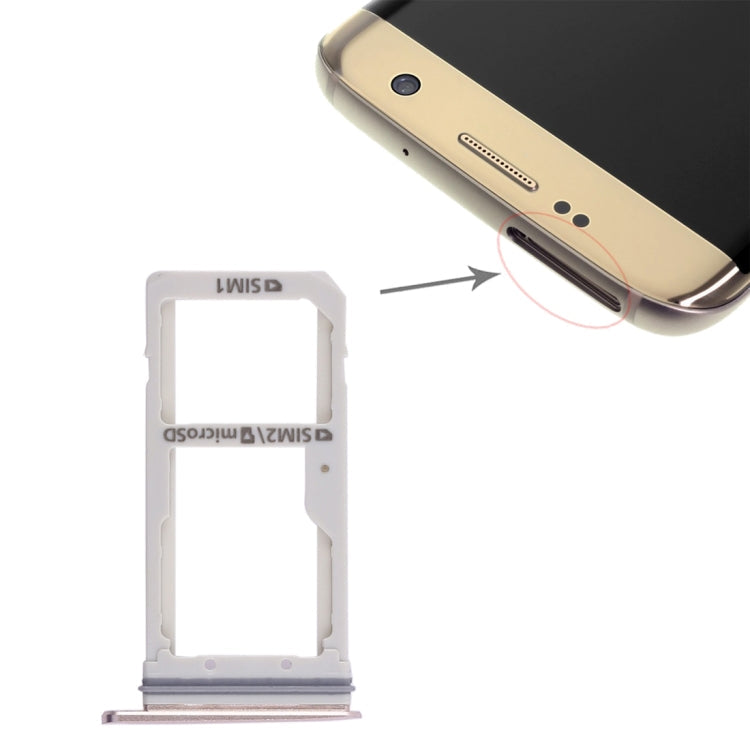 2 Tiroir Carte SIM / Tiroir Carte Micro SD pour Samsung Galaxy S7 Edge (Or)