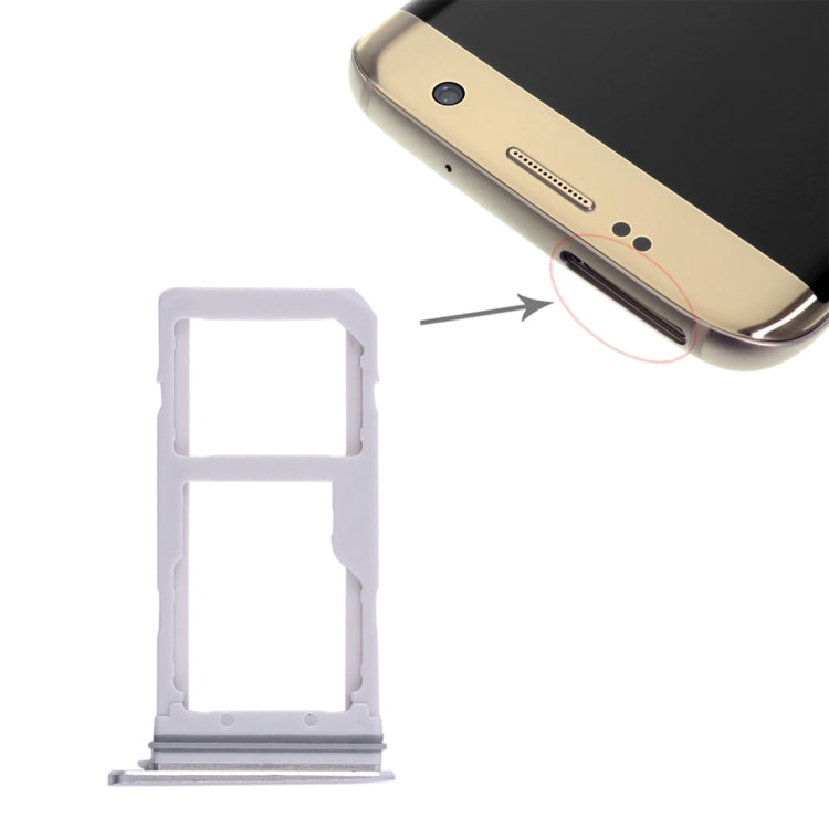 2 SIM Card Tray / Micro SD Card Tray for Samsung Galaxy S7 Edge (White)