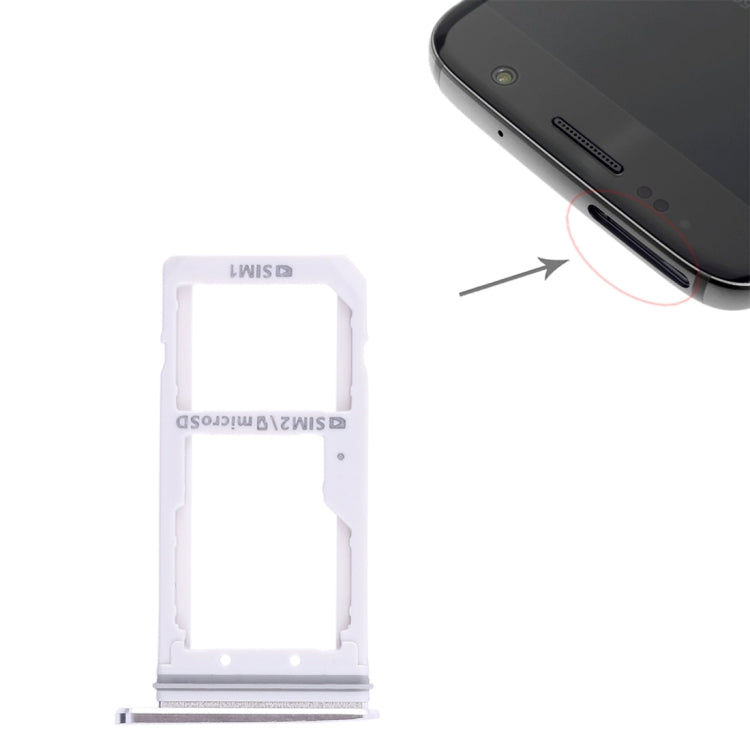 2 Plateau de carte SIM / Plateau de carte Micro SD pour Samsung Galaxy S7 (Blanc)