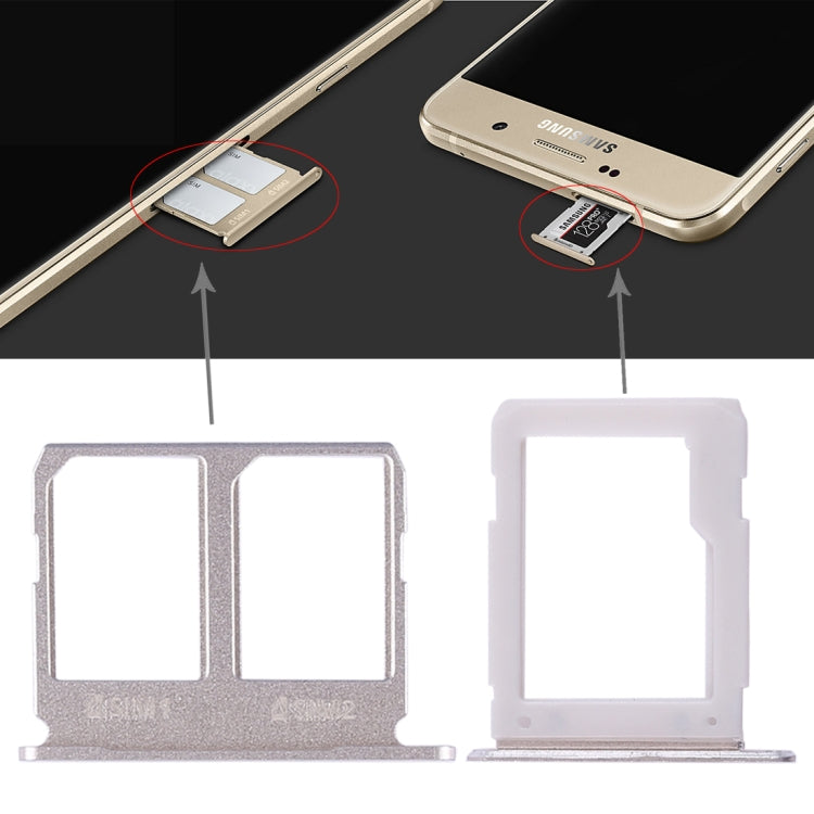 2 Bandeja para Tarjeta SIM + Bandeja para Tarjeta Micro SD para Samsung Galaxy A9100 / A9 (2016) (Dorado)