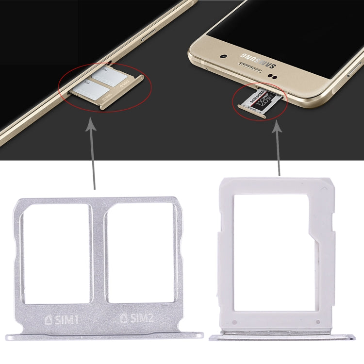 2 Bandeja de Tarjeta SIM + Bandeja de Tarjeta Micro SD para Samsung Galaxy A9100 / A9 (2016) (Blanco)