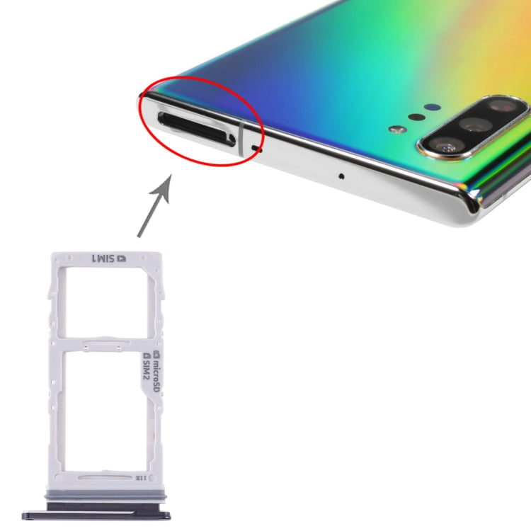 SIM Card Tray / Micro SD Card Tray for Samsung Galaxy Note 10 + (Black)
