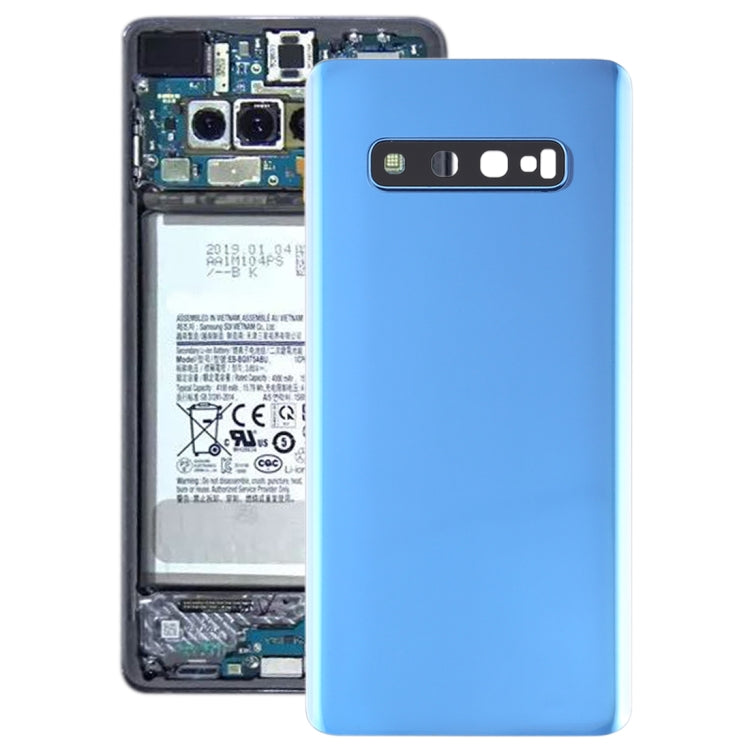 Coque arrière de batterie avec objectif d'appareil photo pour Samsung Galaxy S10+ (Bleu)