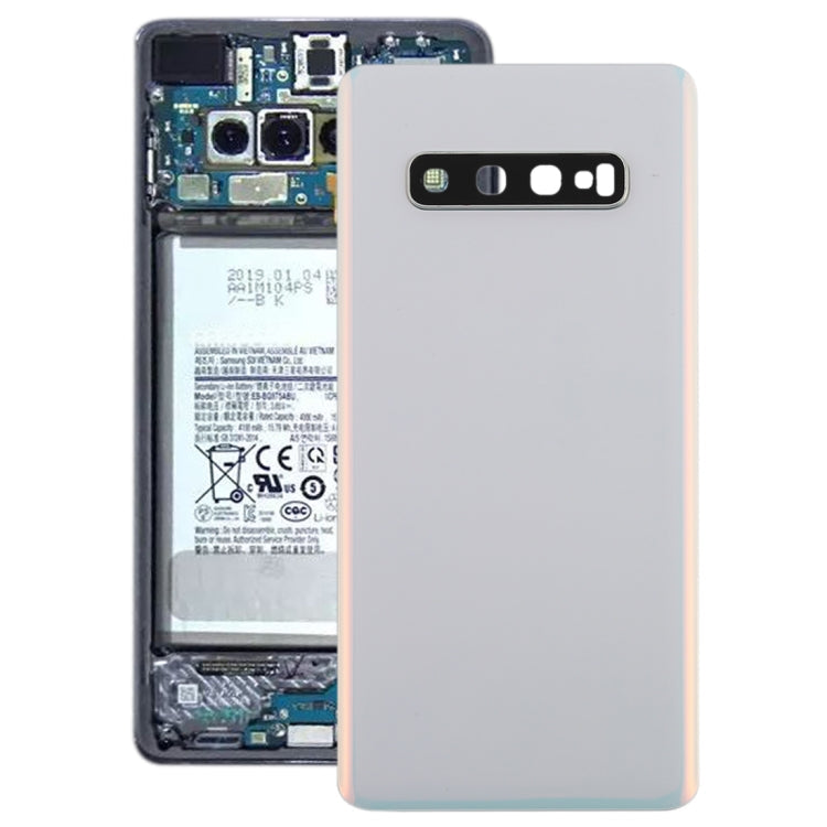 Coque arrière de batterie avec objectif d'appareil photo pour Samsung Galaxy S10+ (Blanc)