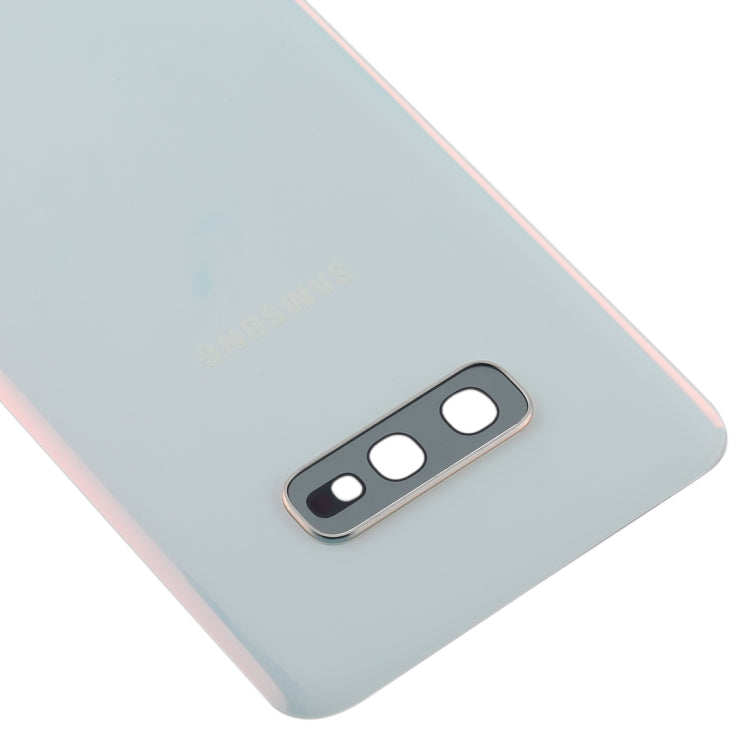 Coque arrière de batterie avec objectif d'appareil photo pour Samsung Galaxy S10e (Blanc)