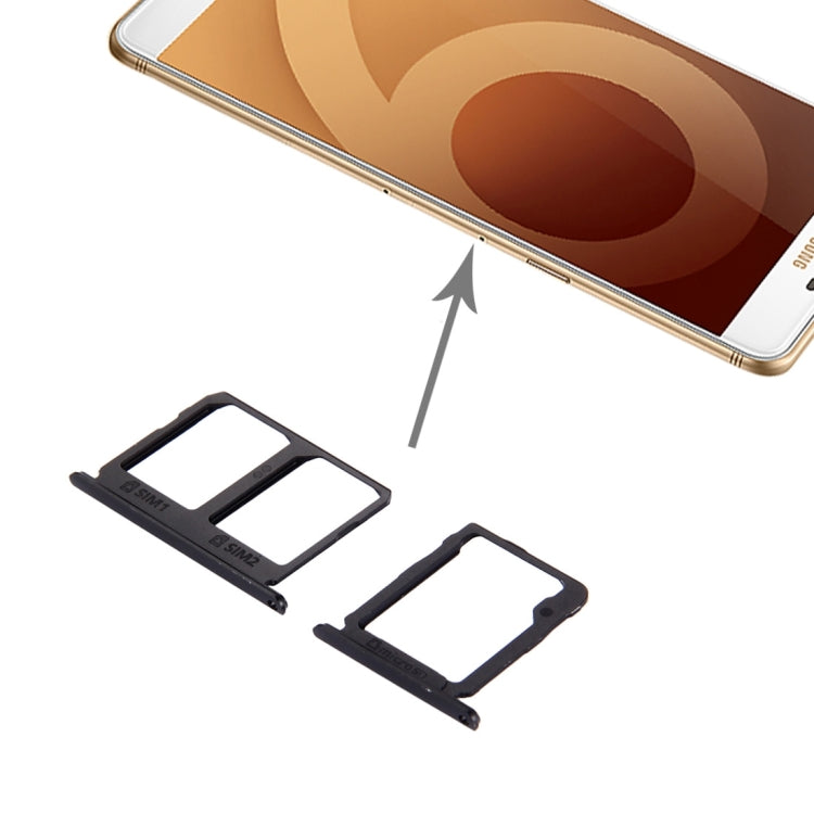 Bandeja de Tarjeta SIM + Bandeja de Tarjeta Micro SD para Samsung Galaxy C9 Pro / C9000 (Negro)