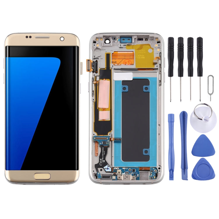Pantalla LCD OLED y Táctil Digitalizador con marco para Samsung Galaxy S7 Edge / SM-G935F (Dorado)